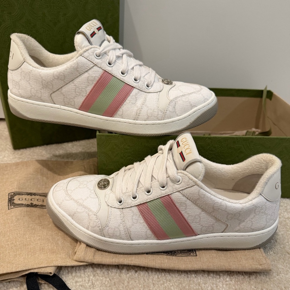 Gucci Sneakers with Pink and Green Accents